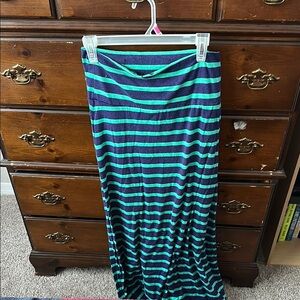 Striped Blue and Green Women's Skirt